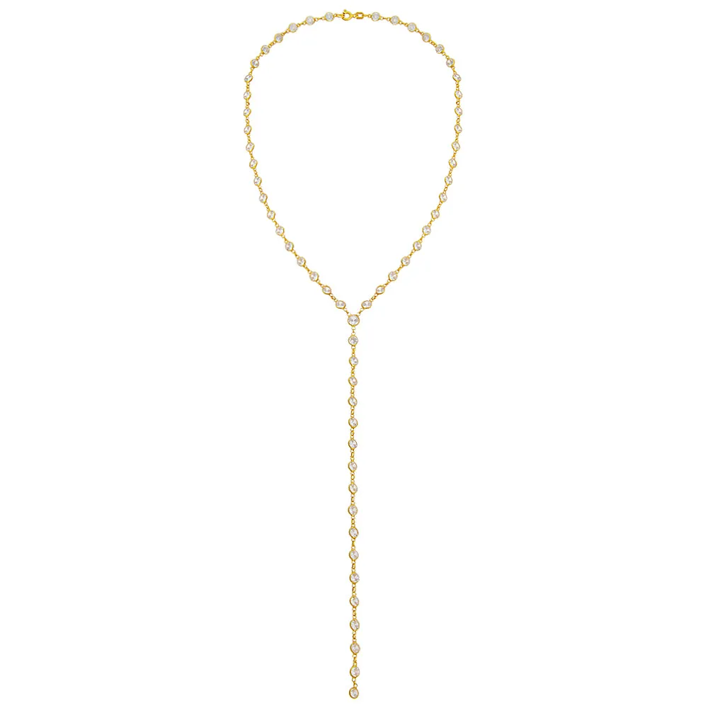 CZ Bezel Chain Lariat