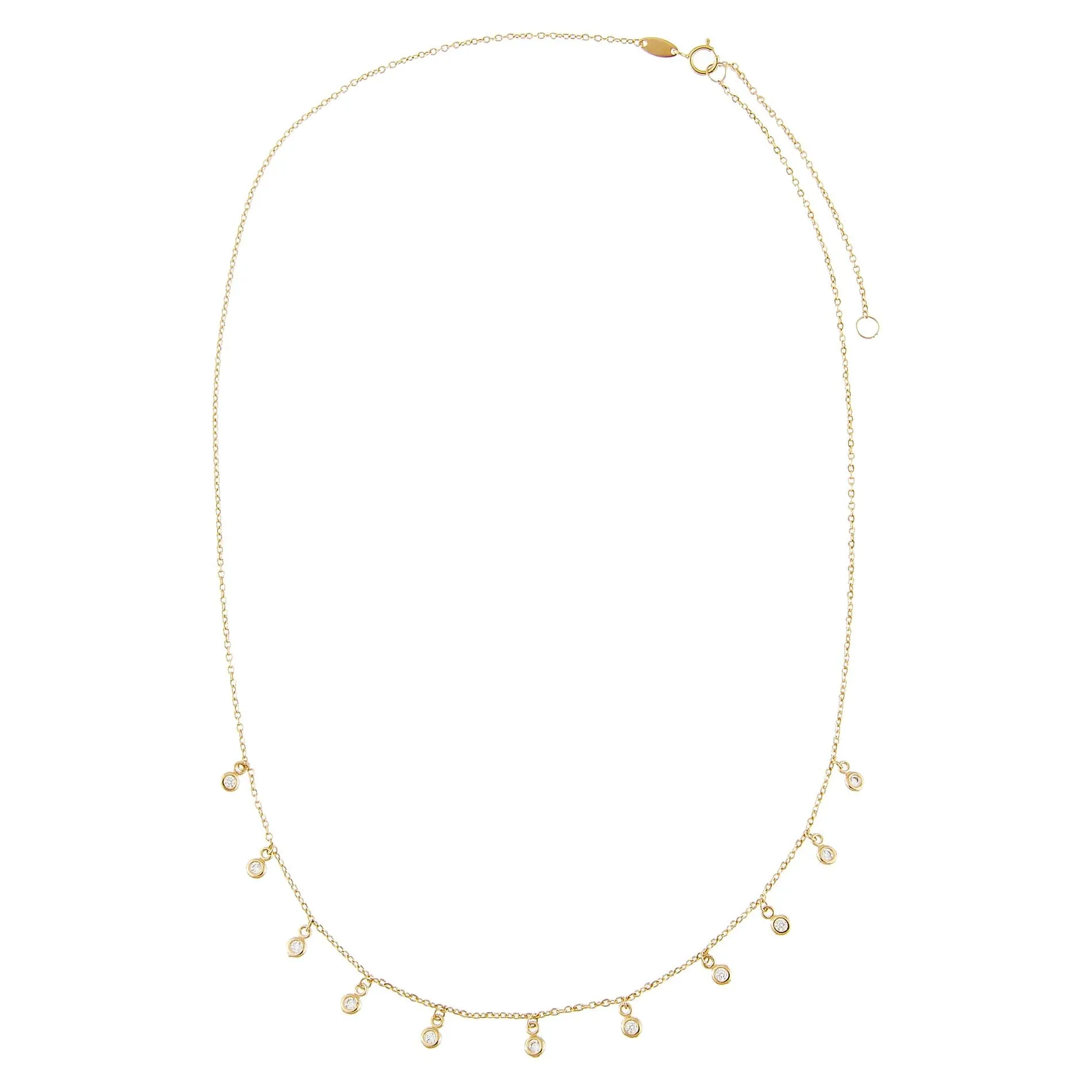 CZ Bezel Dangling Necklace 14K