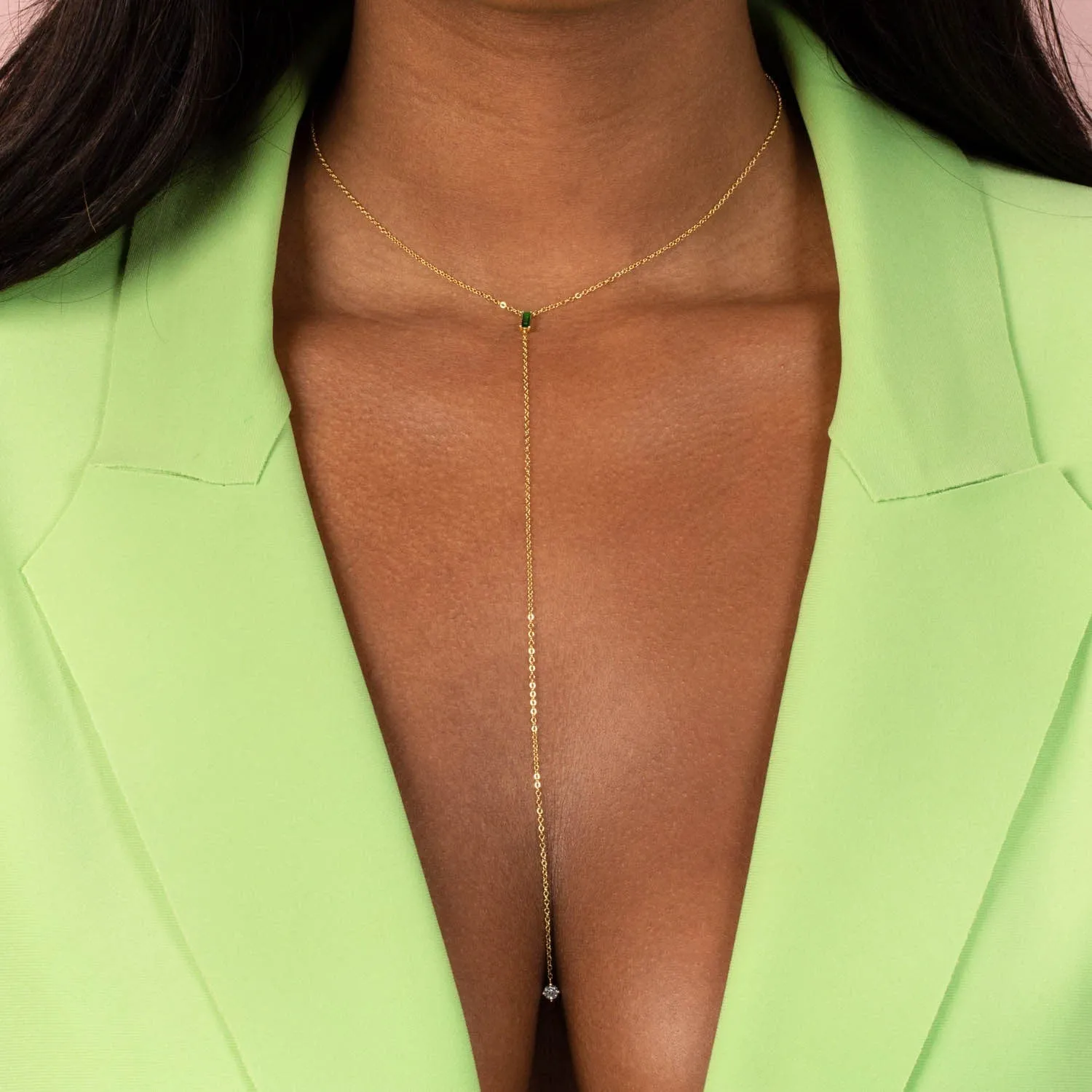 CZ Colored Baguette Lariat