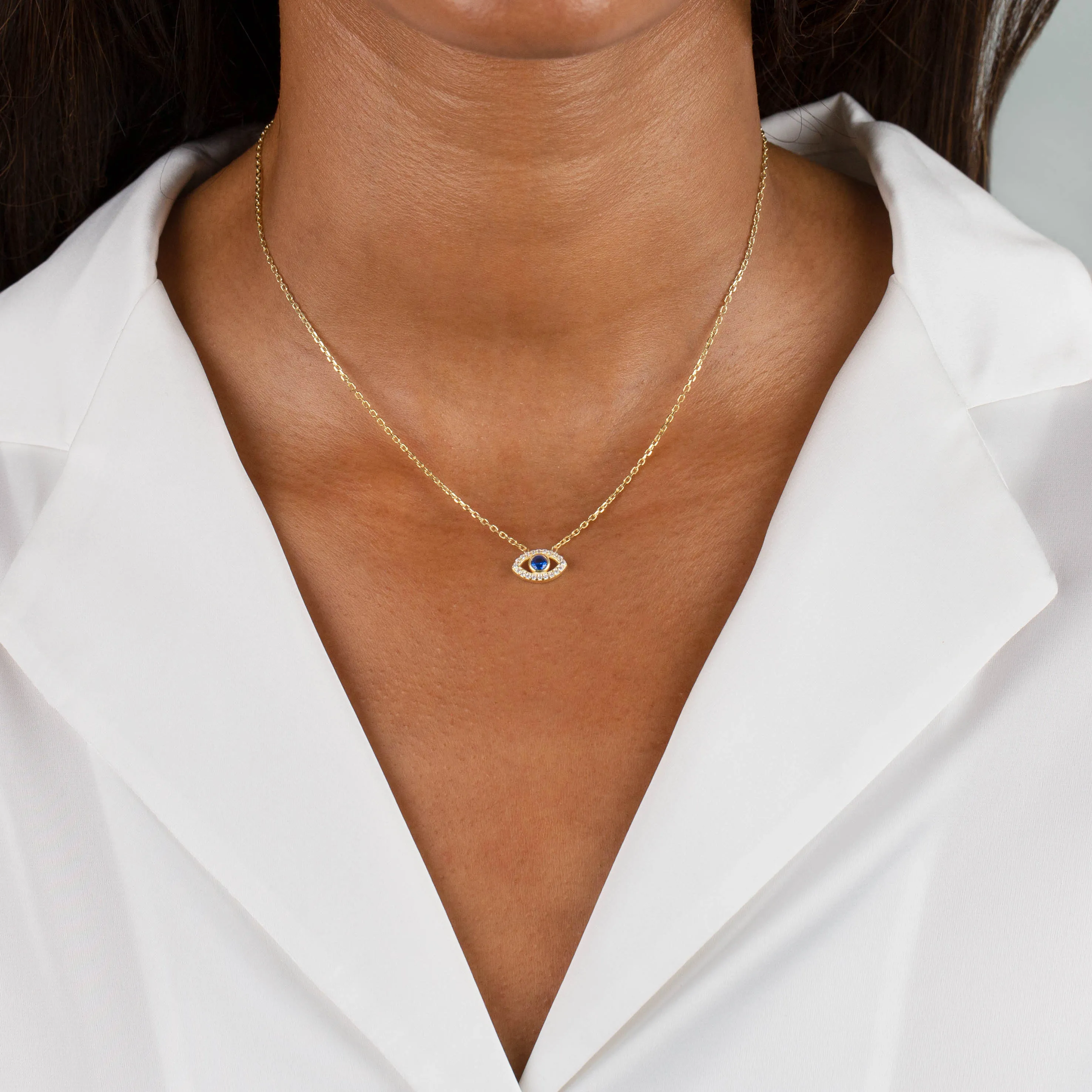 CZ Colored Evil Eye Necklace