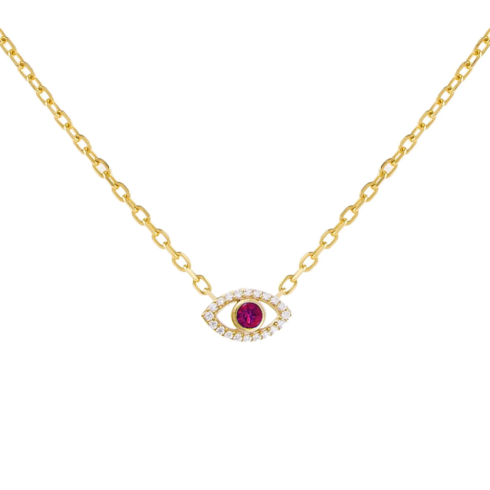 CZ Colored Evil Eye Necklace