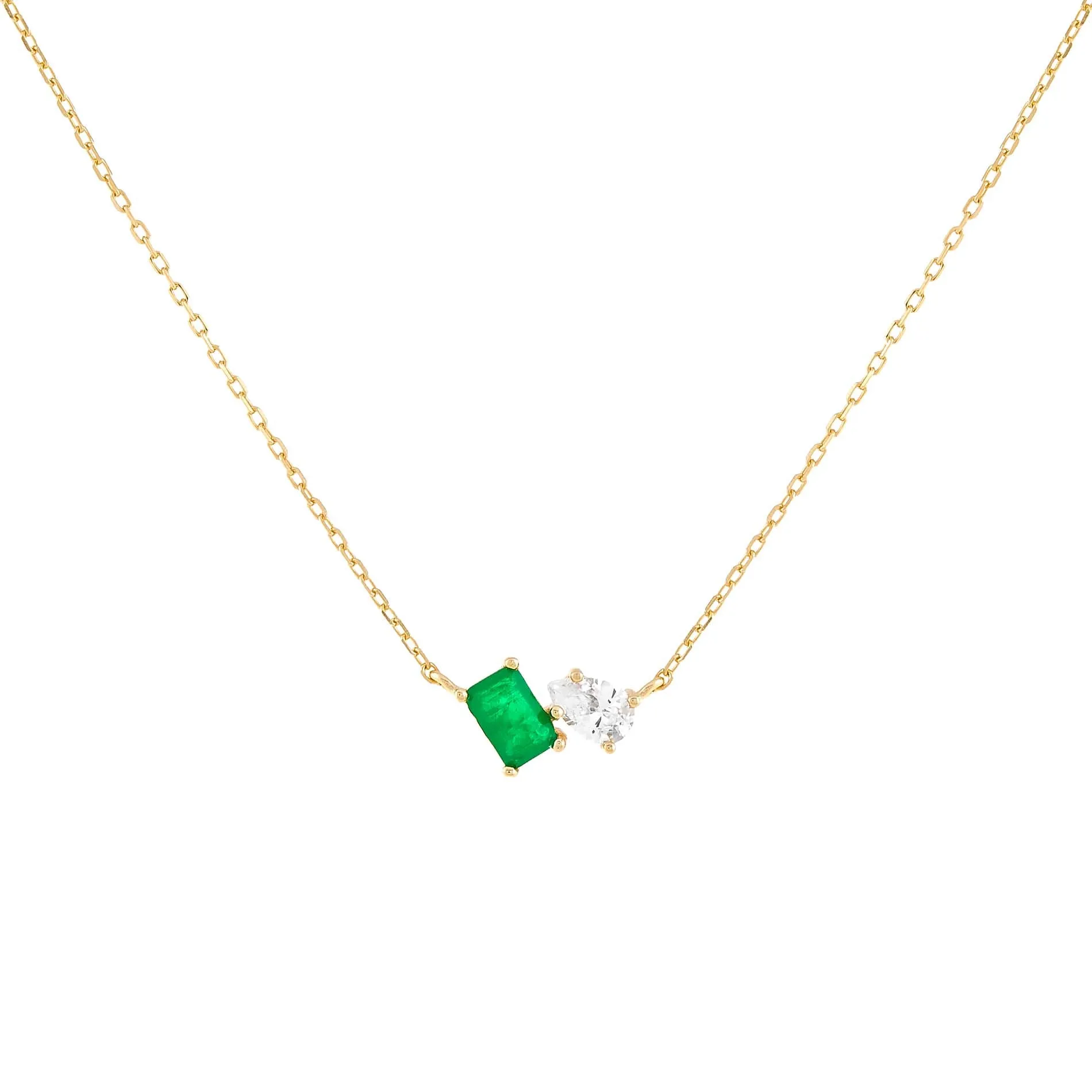 CZ Emerald X Teardrop Necklace
