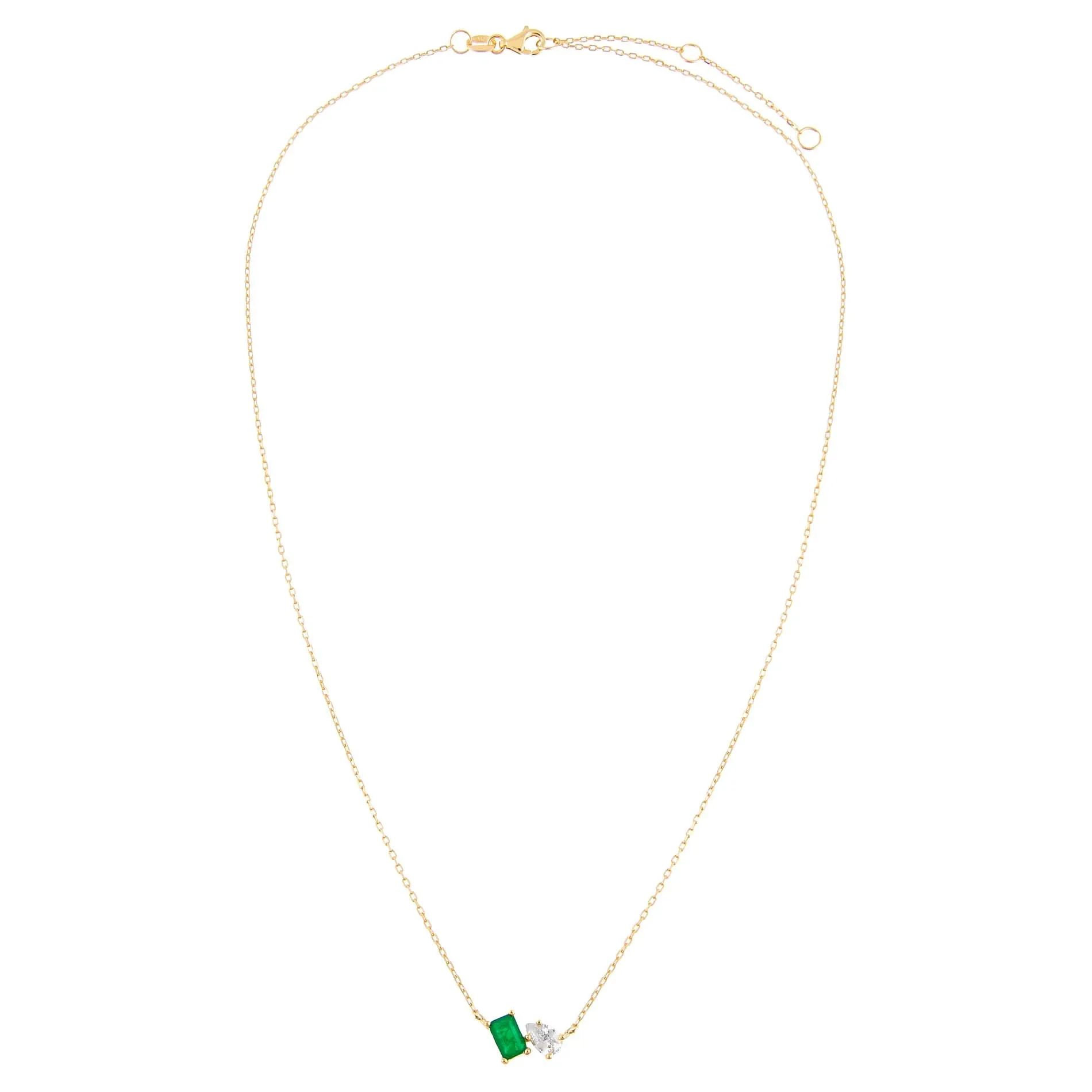 CZ Emerald X Teardrop Necklace