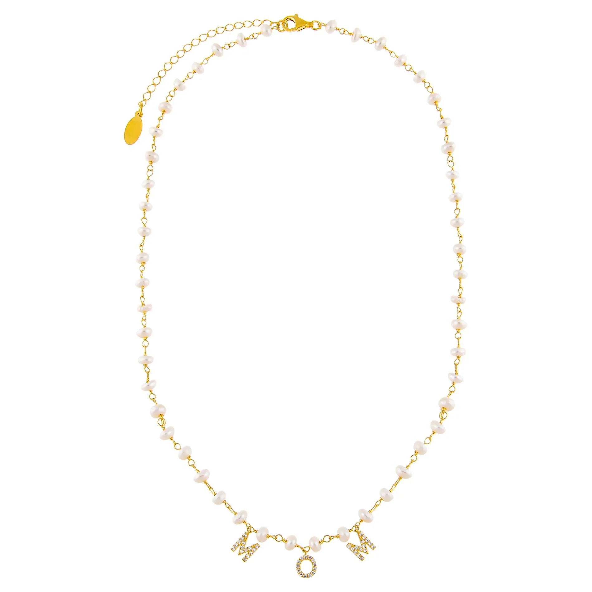 CZ Mom Pearl Necklace