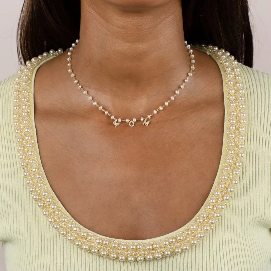 CZ Mom Pearl Necklace
