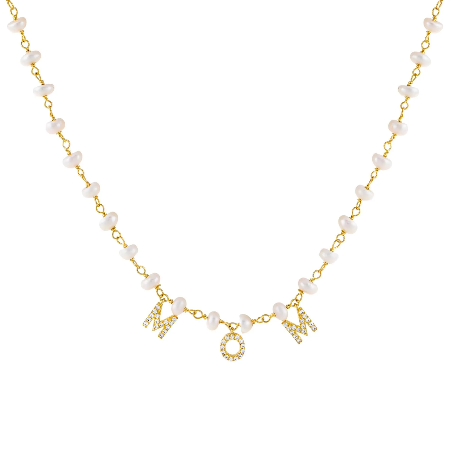 CZ Mom Pearl Necklace