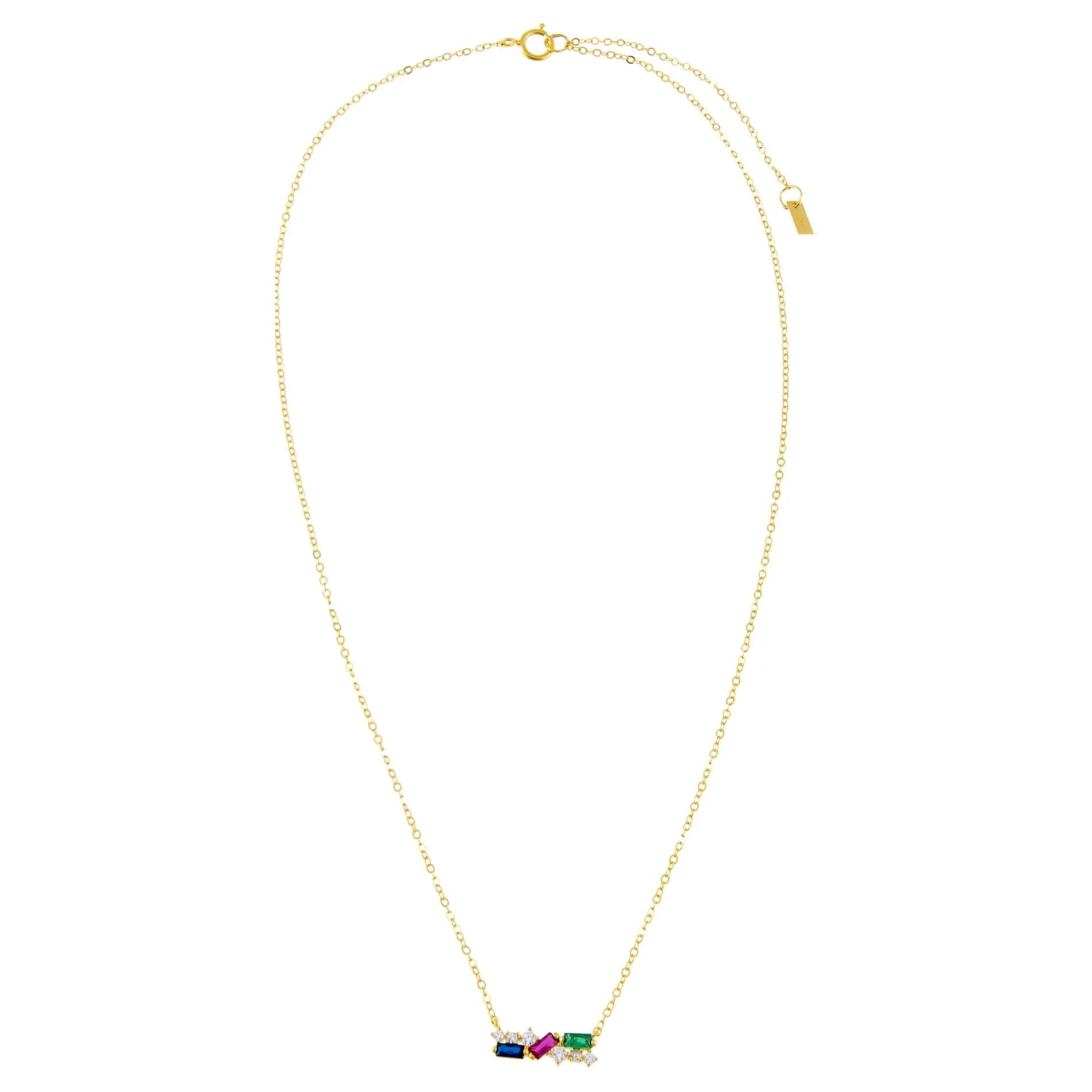 CZ Multi Color Baguette Necklace