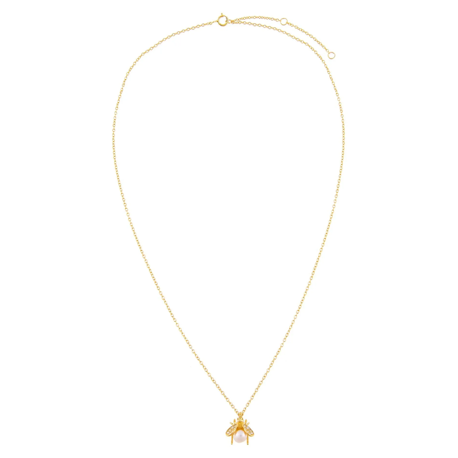 CZ Pearl Bee Necklace