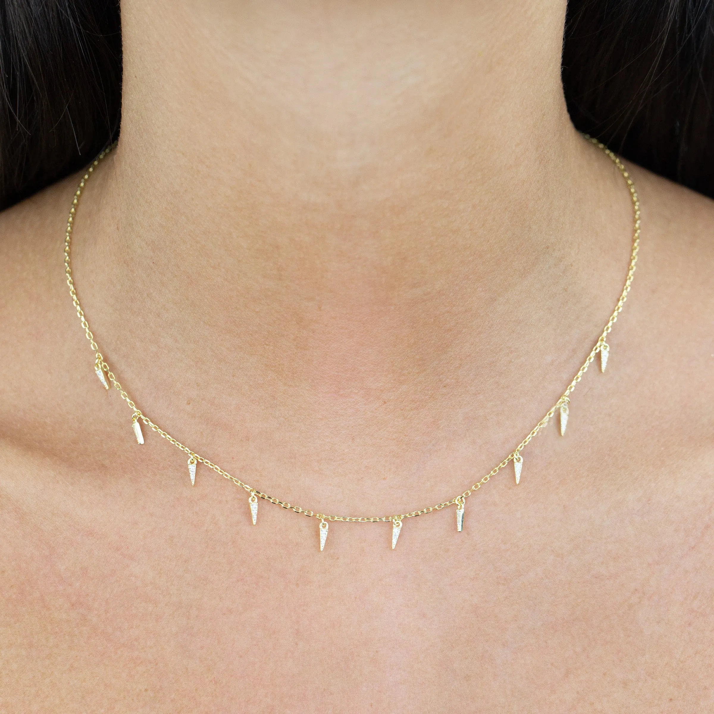 CZ Spike Dangle Necklace