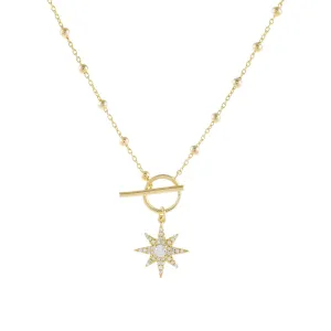CZ Starburst Toggle Beaded Necklace
