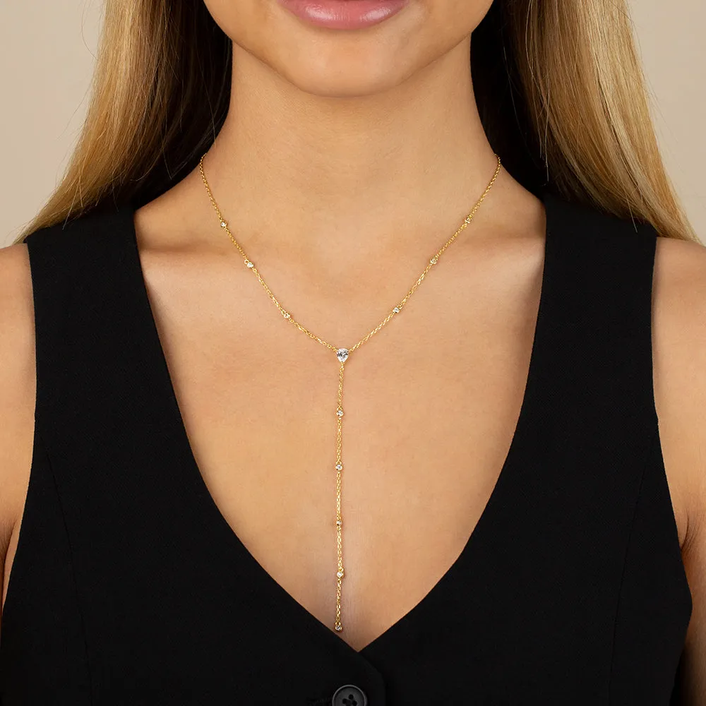CZ Station Lariat Necklace