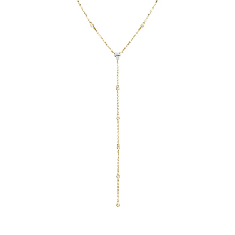 CZ Station Lariat Necklace