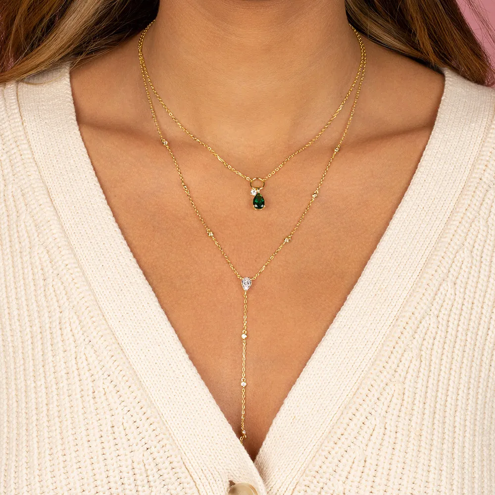 CZ Station Lariat Necklace