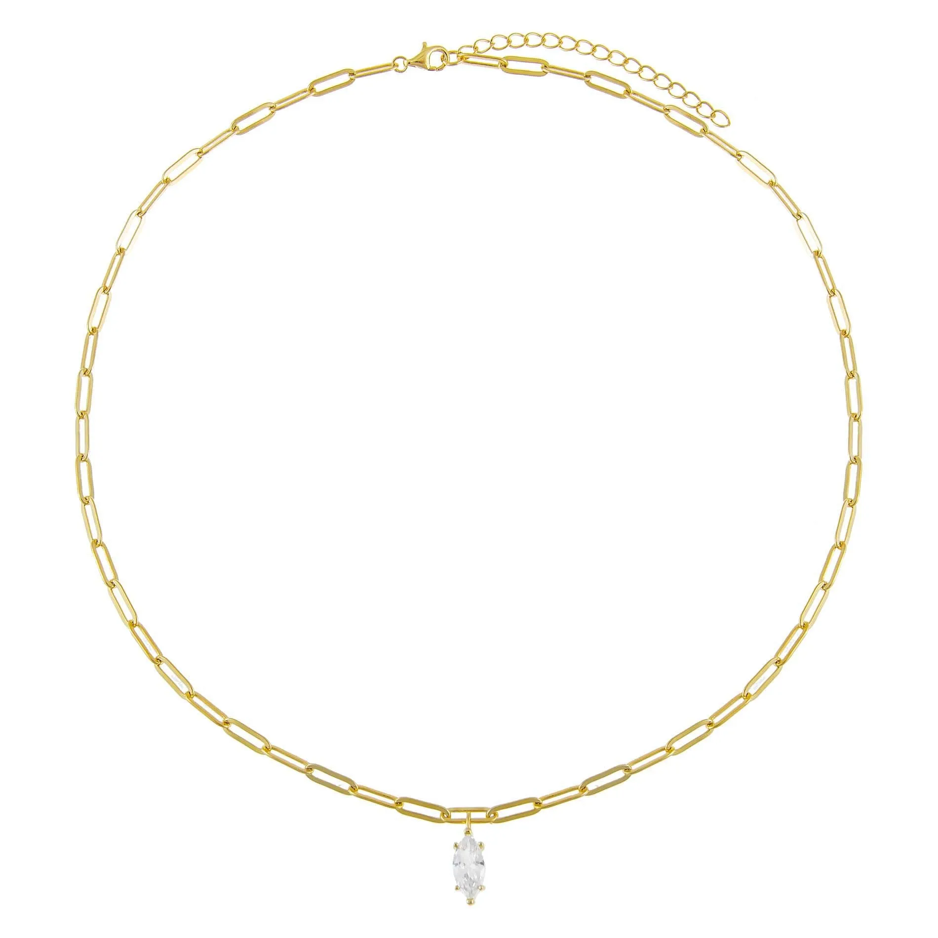 CZ Teardrop Link Necklace