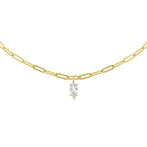 CZ Teardrop Link Necklace