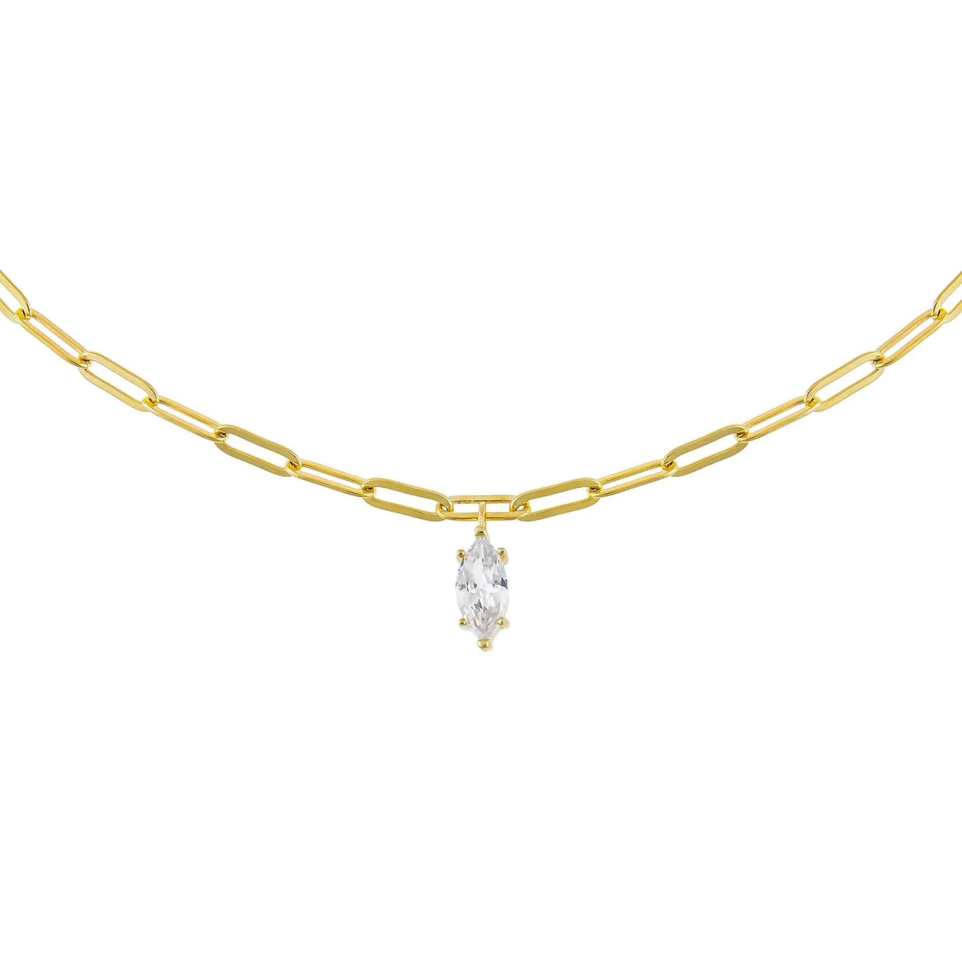 CZ Teardrop Link Necklace