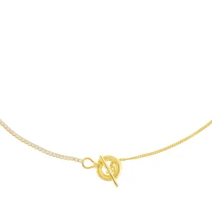 CZ X Cuban Chain Toggle Necklace/Lariat