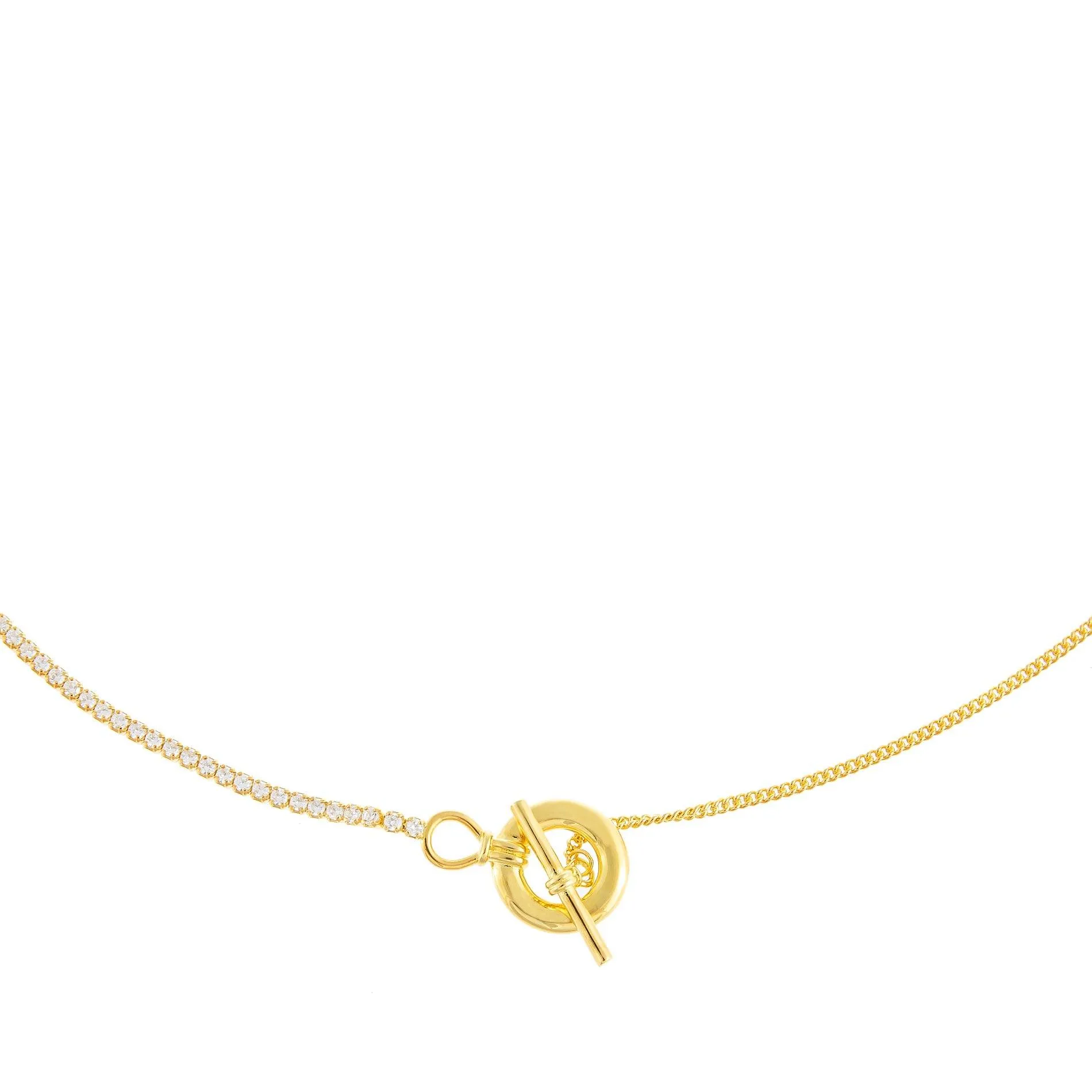 CZ X Cuban Chain Toggle Necklace/Lariat