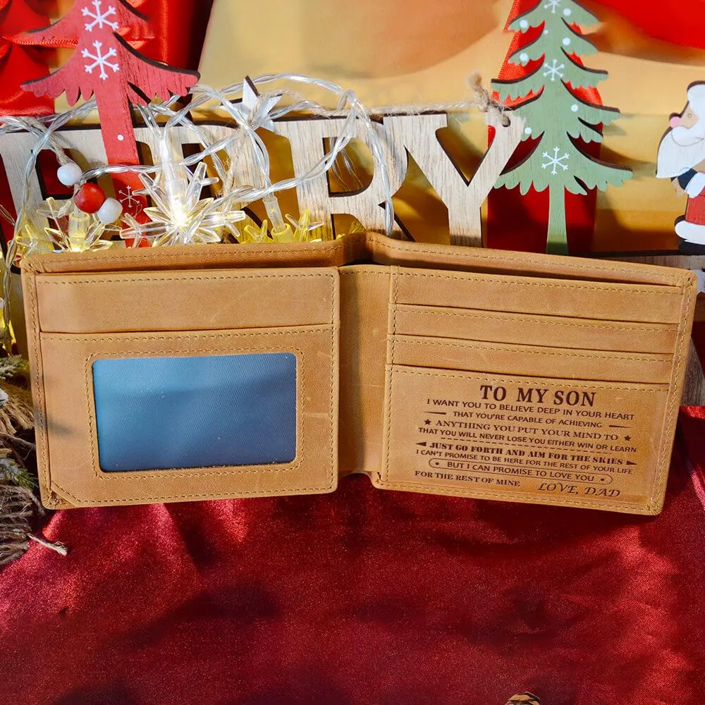 Dad to Son, Engraved Leather Wallet with Initials