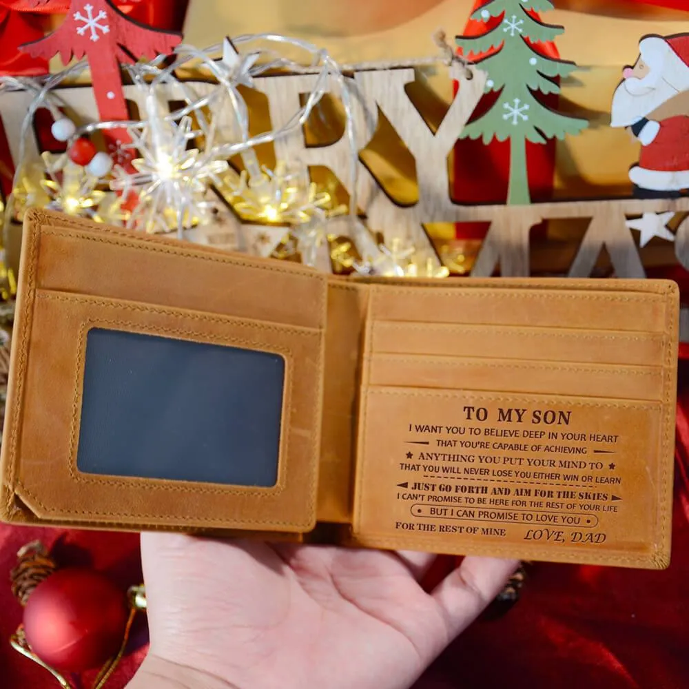 Dad to Son, Engraved Leather Wallet with Initials