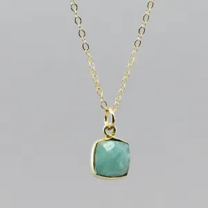 Dainty Amazonite Square Pendant | Handmade Colorado Boho Gemstone Necklace | 16"