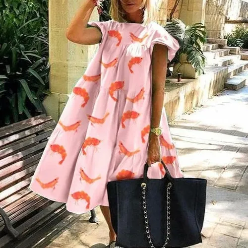 Daisy Polka Dots Print Dress Women V-neck Vintage