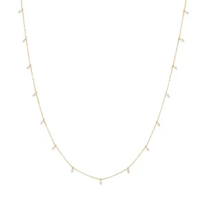 Dangling CZ Bead Chain Necklace 14K