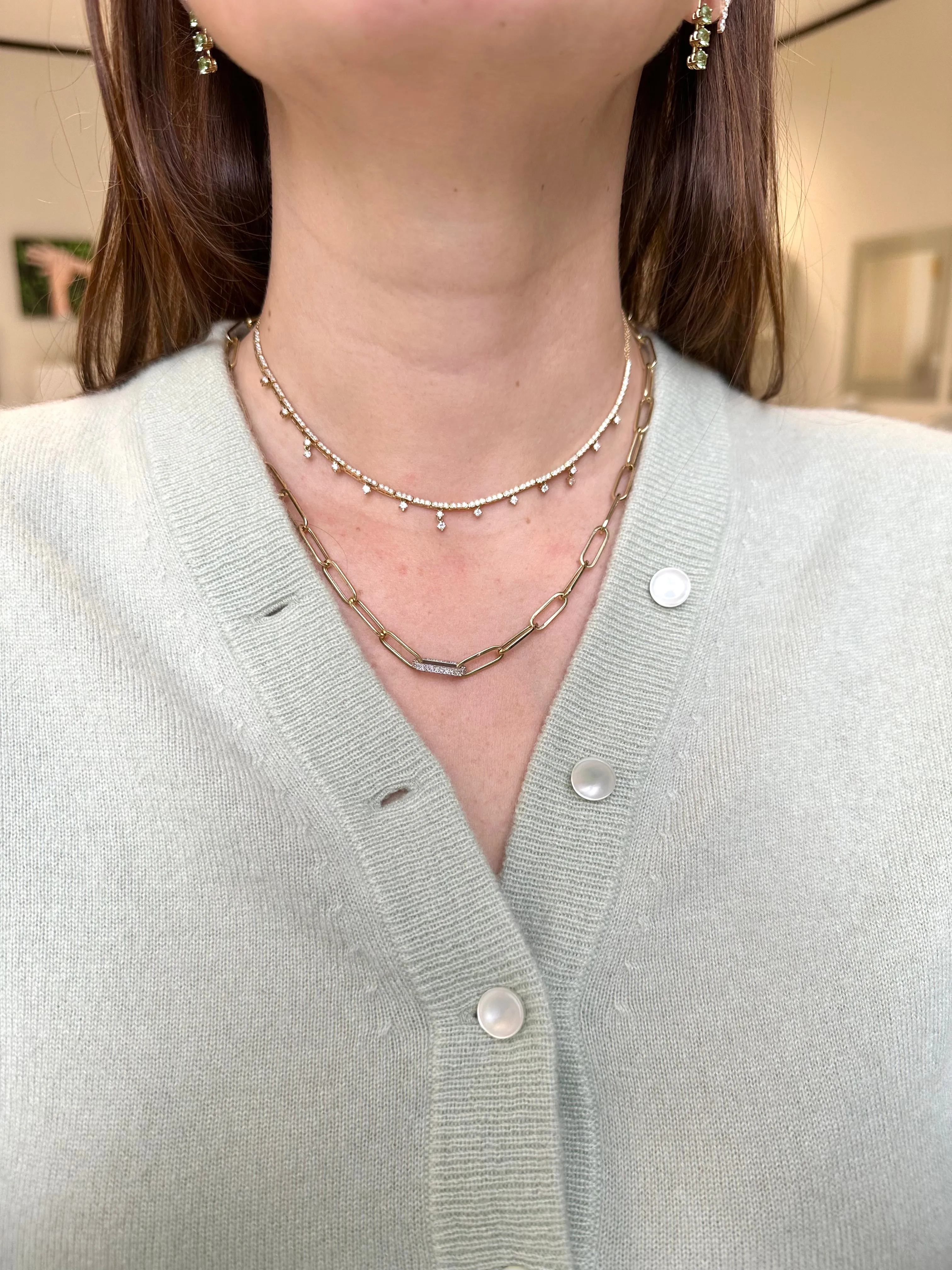 Dangling Diamond Tennis Necklace