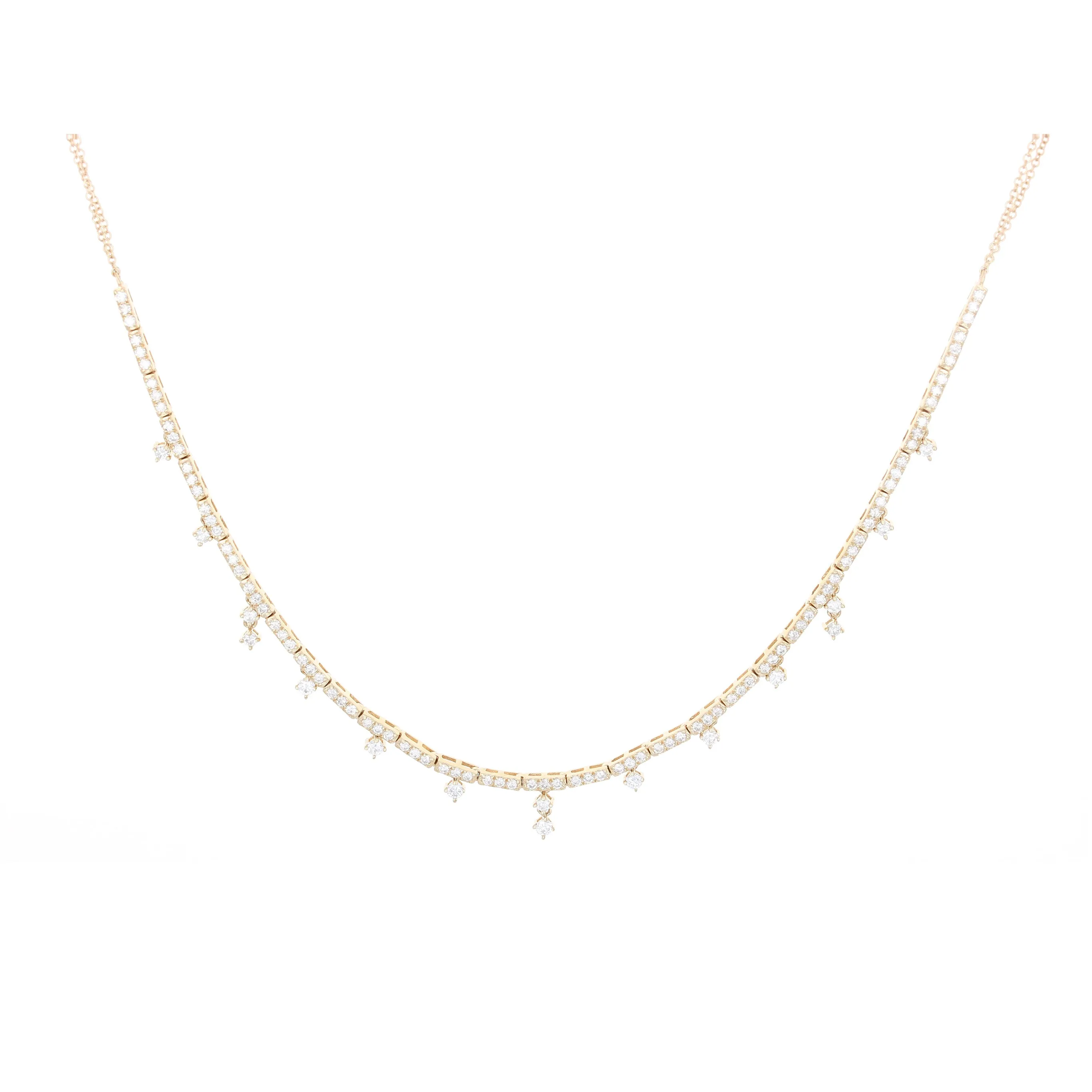 Dangling Diamond Tennis Necklace