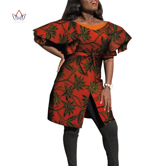 Dashiki African Dresses for Women Bazin Riche Big Ruffle Sleeve African Dresses Ankara Fashion Elegant African Clothing