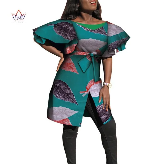 Dashiki African Dresses for Women Bazin Riche Big Ruffle Sleeve African Dresses Ankara Fashion Elegant African Clothing
