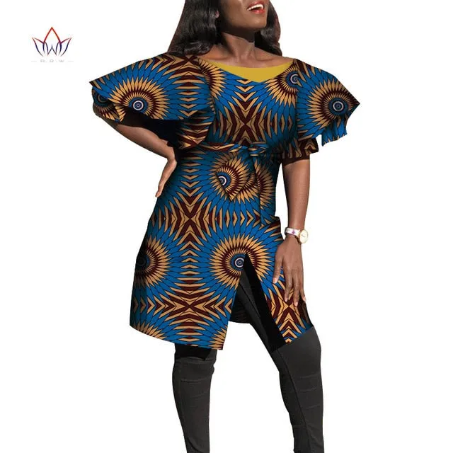 Dashiki African Dresses for Women Bazin Riche Big Ruffle Sleeve African Dresses Ankara Fashion Elegant African Clothing