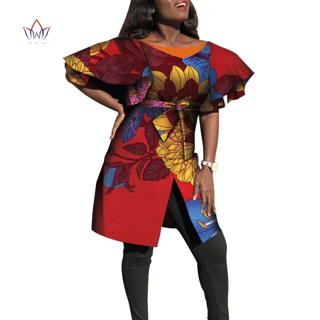 Dashiki African Dresses for Women Bazin Riche Big Ruffle Sleeve African Dresses Ankara Fashion Elegant African Clothing