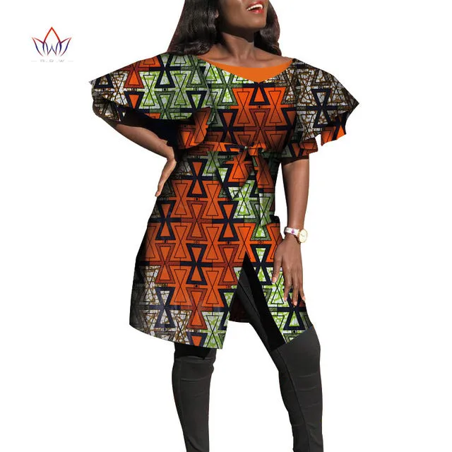 Dashiki African Dresses for Women Bazin Riche Big Ruffle Sleeve African Dresses Ankara Fashion Elegant African Clothing