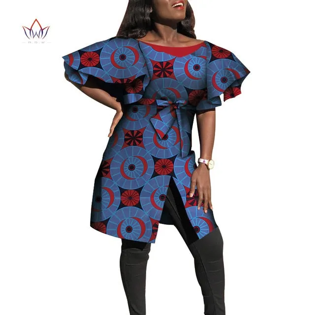 Dashiki African Dresses for Women Bazin Riche Big Ruffle Sleeve African Dresses Ankara Fashion Elegant African Clothing