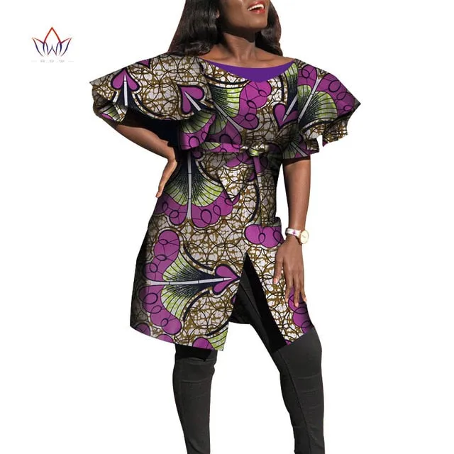 Dashiki African Dresses for Women Bazin Riche Big Ruffle Sleeve African Dresses Ankara Fashion Elegant African Clothing