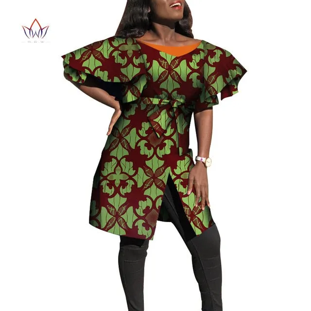 Dashiki African Dresses for Women Bazin Riche Big Ruffle Sleeve African Dresses Ankara Fashion Elegant African Clothing