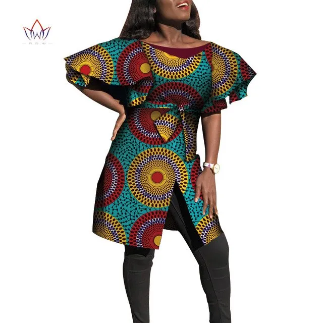 Dashiki African Dresses for Women Bazin Riche Big Ruffle Sleeve African Dresses Ankara Fashion Elegant African Clothing