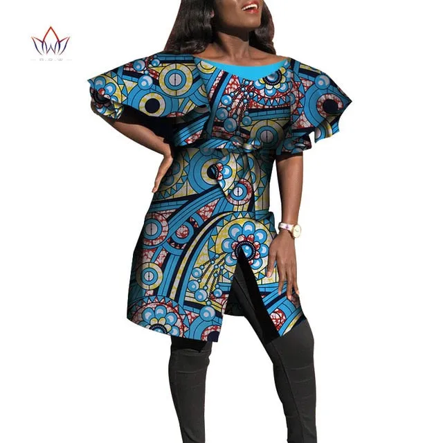 Dashiki African Dresses for Women Bazin Riche Big Ruffle Sleeve African Dresses Ankara Fashion Elegant African Clothing