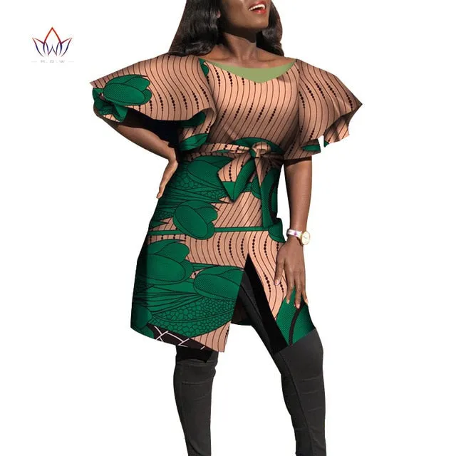 Dashiki African Dresses for Women Bazin Riche Big Ruffle Sleeve African Dresses Ankara Fashion Elegant African Clothing