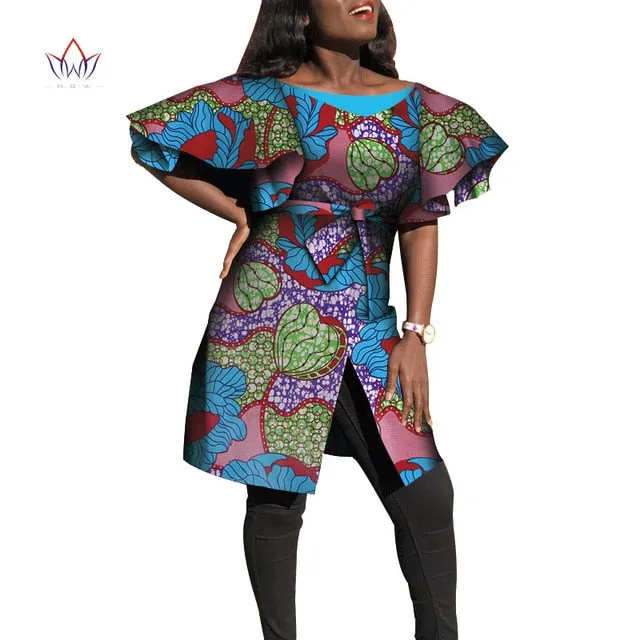 Dashiki African Dresses for Women Bazin Riche Big Ruffle Sleeve African Dresses Ankara Fashion Elegant African Clothing