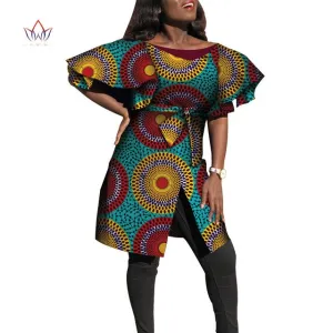 Dashiki African Dresses for Women Bazin Riche Big Ruffle Sleeve African Dresses Ankara Fashion Elegant African Clothing