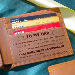 Daughter to Dad, Engraved Leather Wallet, Anniversary Gifts for Dad