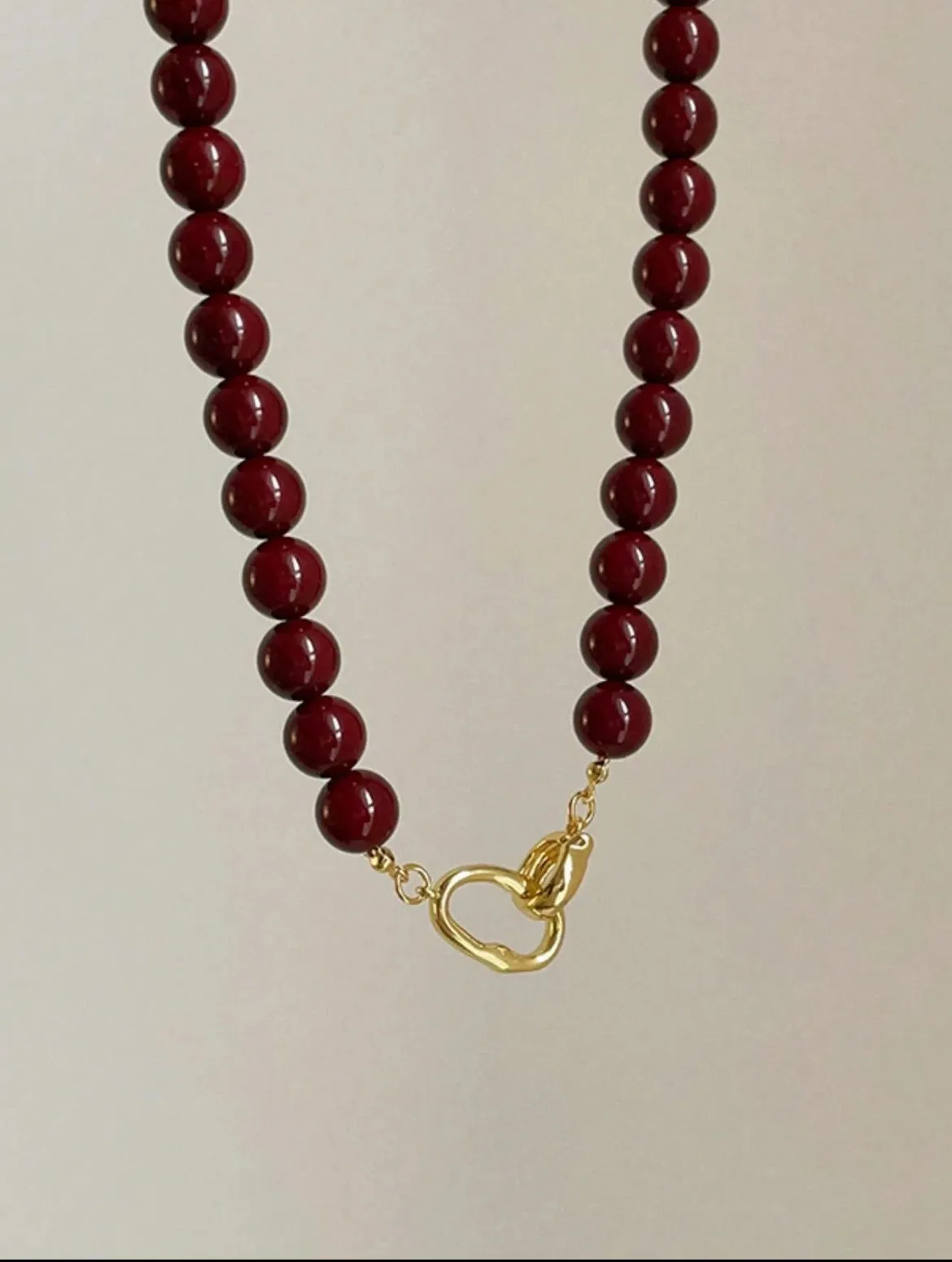 DEEP RED BEADED NECKLACE