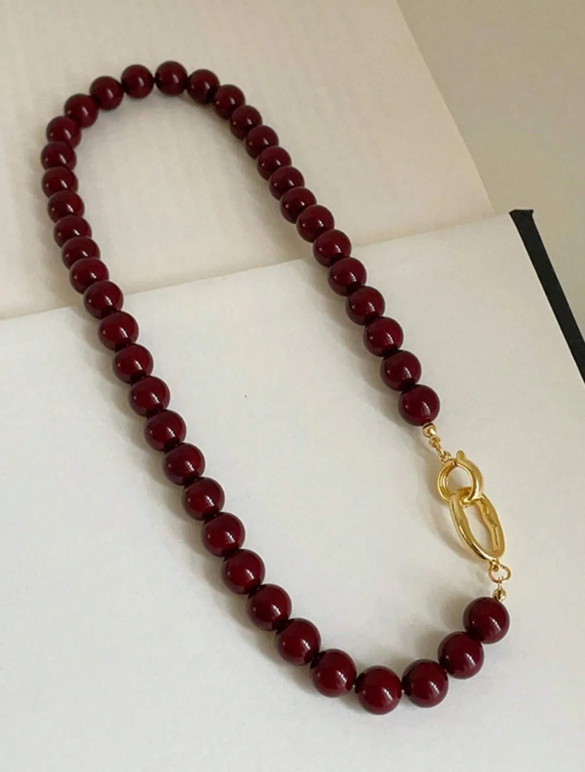 DEEP RED BEADED NECKLACE