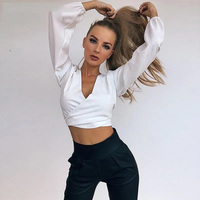 Deep V-Neck Backless Shirt