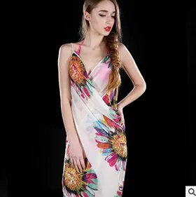 Deep V Wrap Chiffon Swimwear Bikini Cover Up  Strap   Flower  Sarong Beach Dress  Shawl  Scarf Free Shipping