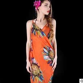 Deep V Wrap Chiffon Swimwear Bikini Cover Up  Strap   Flower  Sarong Beach Dress  Shawl  Scarf Free Shipping