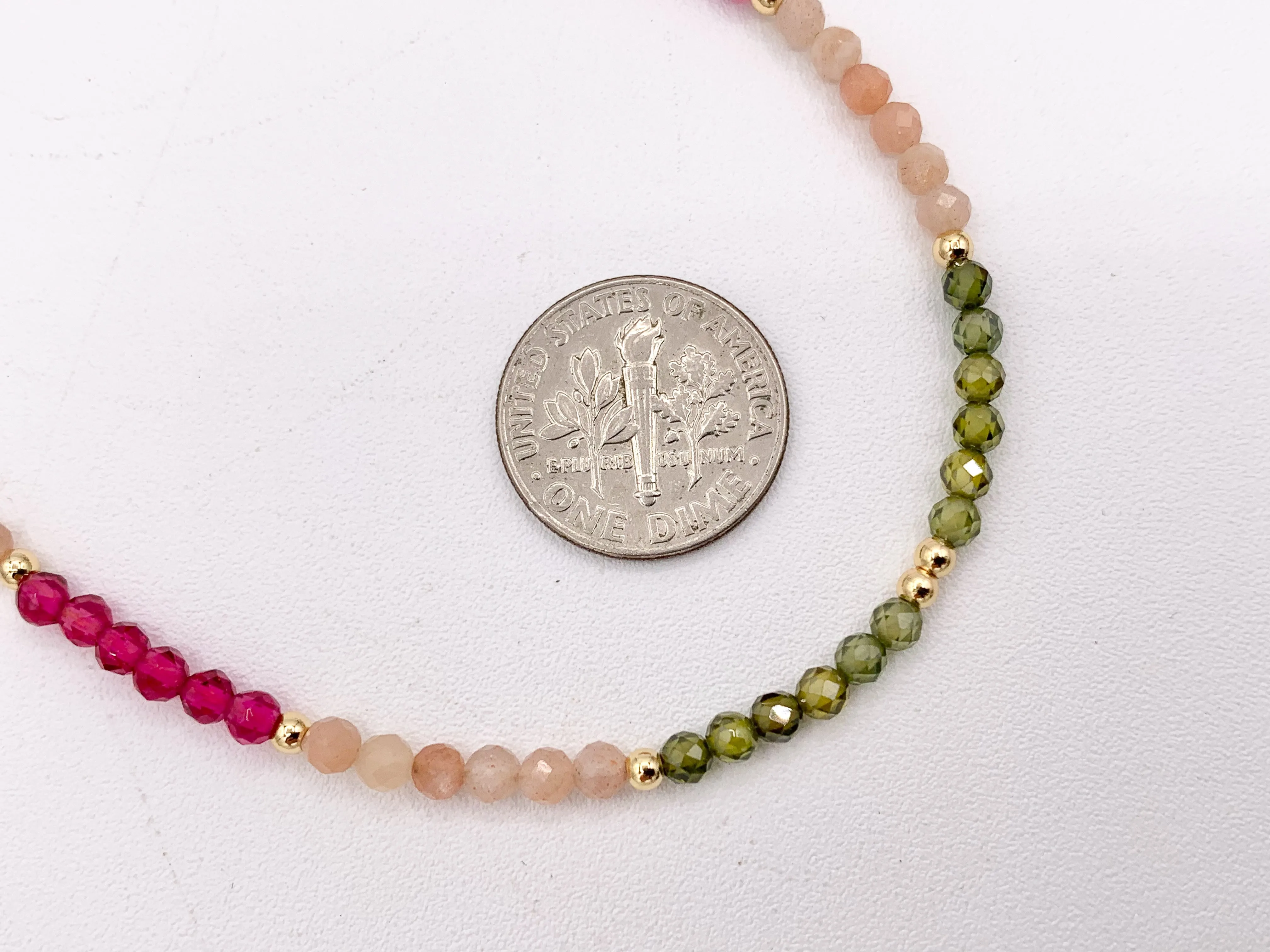 Delicate Assorted Hand Cut Stone Beaded Necklace 18K Gold Plated Copper Findings Cute Finished Necklace 16" 1 PC