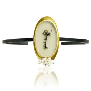 Dendritic Agate Cuff with Pearl Cluster